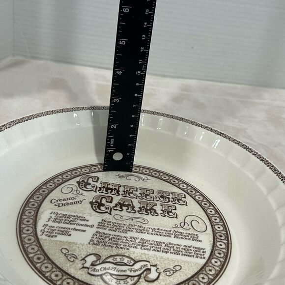 Royal China Jeannette Cheesecake Ceramic Pie Dish Creamy Dreamy Directions - Picture 9 of 12
